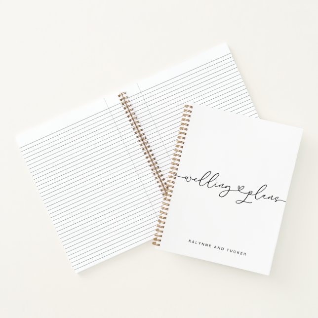 Cuaderno Elegante Boda blanco moderno planea corazón (Interior)