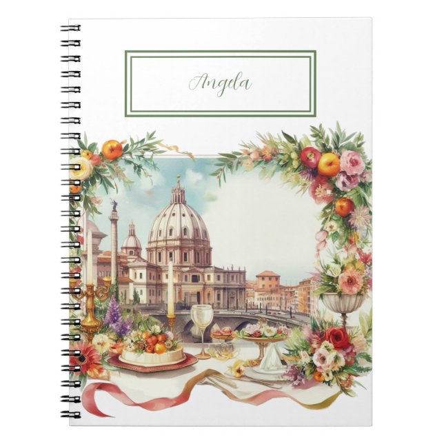 Cuaderno Elegante Boda de Invitación Cena en Florencia, (Frente)