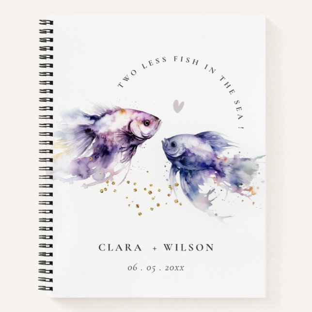 Cuaderno Elegante Boda de Pescado Costero Lilac (Anverso)