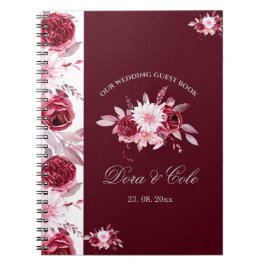 Cuaderno Elegante Boda floral Rubor rosa borgoña invitado