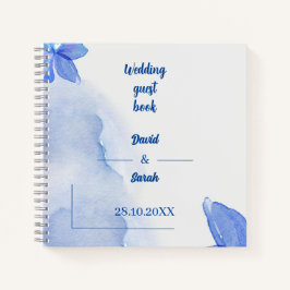 Cuaderno Elegante Boda personalizado de flores azules