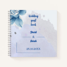 Cuaderno Elegante Boda personalizado de flores azules