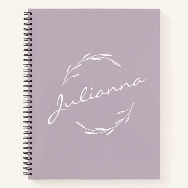 Cuaderno Elegante Boho Botanath Wreath Lilac Personalizado (Anverso)