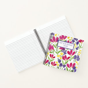 Cuaderno Elegante Bonito floral rosa morado amarillo