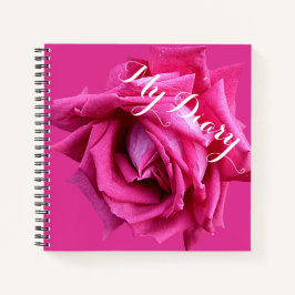 Cuaderno Elegante bonito rosa rosa caliente boho floral