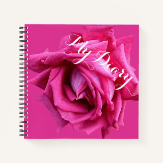 Cuaderno Elegante bonito rosa rosa caliente boho floral