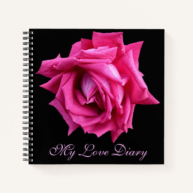 Cuaderno Elegante bonito rosa rosa caliente San Valentín (Anverso)