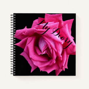Cuaderno Elegante bonito rosa rosa flor negro boho de moda