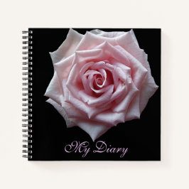 Cuaderno Elegante bonito rosa rosa flor negro boho de moda