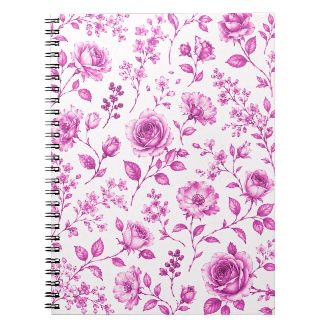 Cuaderno Elegante borde floral rosa (Frente)