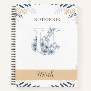 Cuaderno Elegante botánico con U inicial
