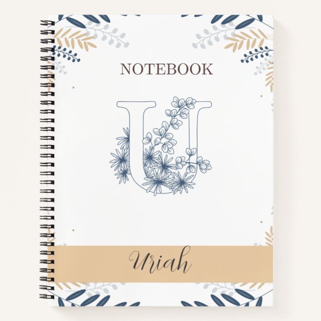 Cuaderno Elegante botánico con U inicial (Anverso)