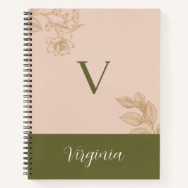 Cuaderno Elegante Botánico Personalizado - Nombrado con V