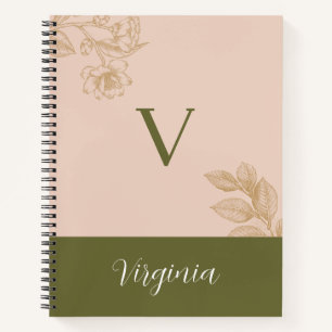 Cuaderno Elegante Botánico Personalizado - Nombrado con V