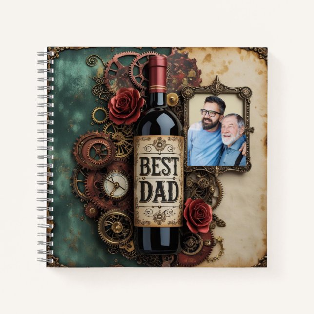 Cuaderno Elegante botella de Steampunk y engranajes del día (Anverso)