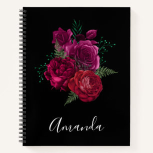 Cuaderno Elegante Bouquet Magenta Rosa Floral