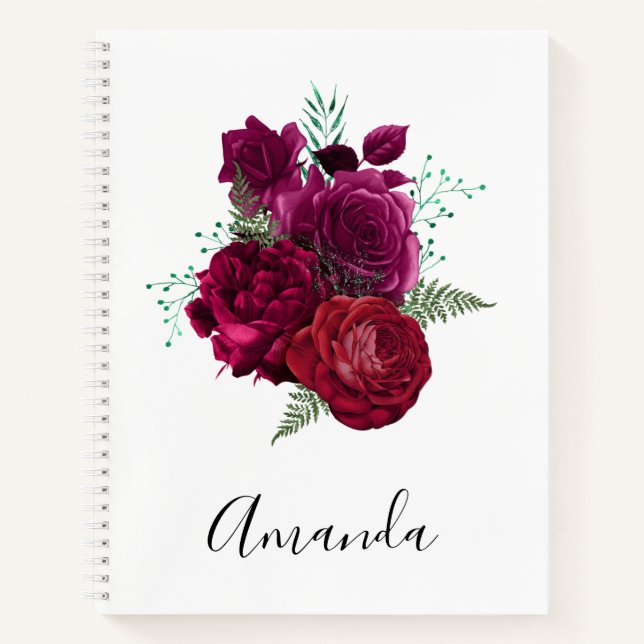 Cuaderno Elegante Bouquet Magenta Rosa Floral (Anverso)