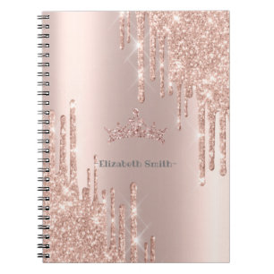 Cuaderno Elegante brillo de rosa dorada, real