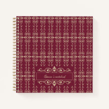 Elegante Burgundy y Dorado Remolino Floral Persona