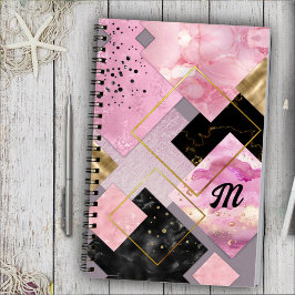 Cuaderno Elegante burrito Purpurina negro geométrico