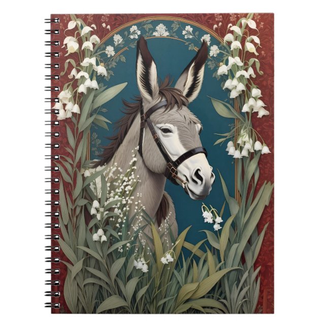 Cuaderno Elegante burro y Lily de las Flores del Valle (Frente)