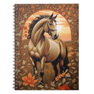 Cuaderno Elegante caballo vintage al atardecer