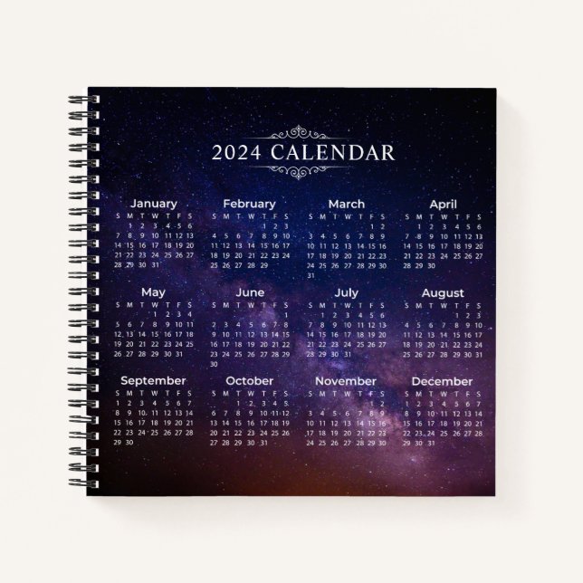 Cuaderno Elegante calendario 2024 en la Vía Láctea | Portát (Anverso)