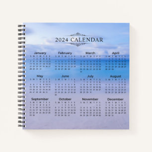 Cuaderno Elegante Calendario 2024 Fondo de playa   Portátil