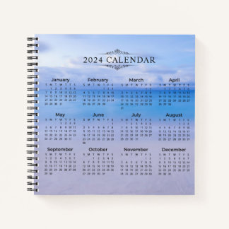 Cuaderno Elegante Calendario 2024 Fondo de playa | Portátil