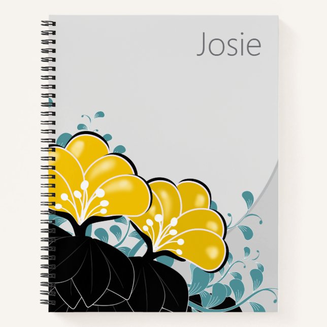 Cuaderno Elegante Camellias doradas Añadir nombre (Anverso)