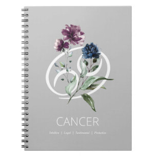 Cuaderno Elegante Cáncer de Signo Estrella Zodiaco Floral