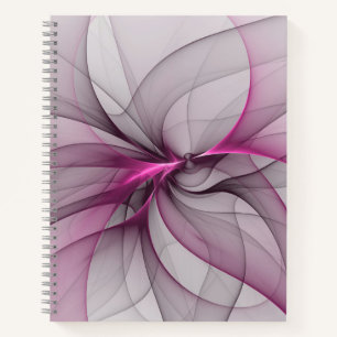 Cuaderno Elegante Caos Moderno Arte Abstracto Fractal Rosa