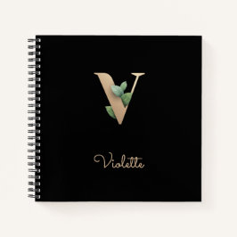 Cuaderno Elegante carta botánica de monograma V