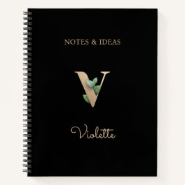Cuaderno Elegante carta botánica de monograma V