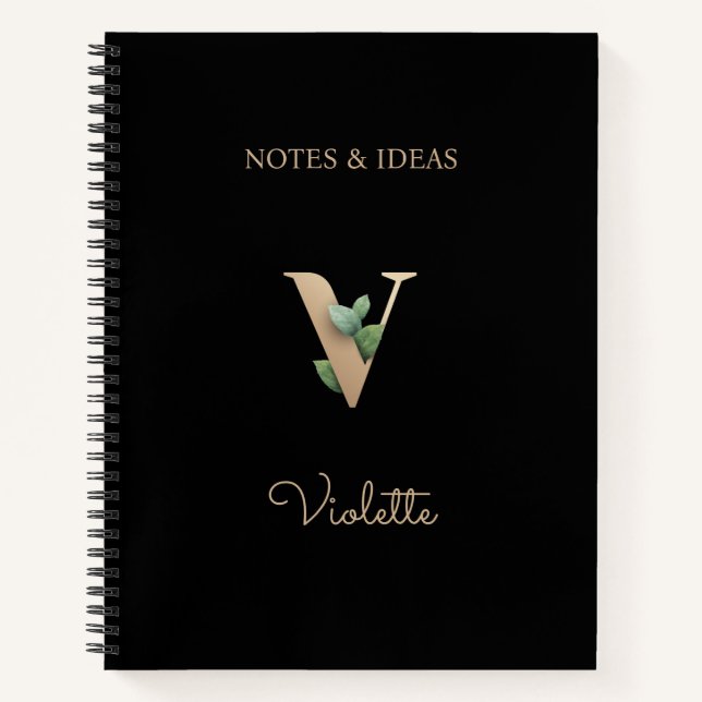 Cuaderno Elegante carta botánica de monograma V (Anverso)