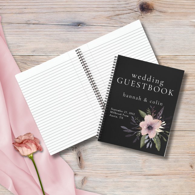 Cuaderno Elegante Cascada Floral Oscura Borgoña Negra (Subido por el creador)