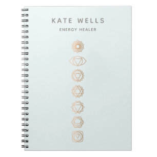 Cuaderno Elegante Chakras de Oro Saludable Espiritual Energ