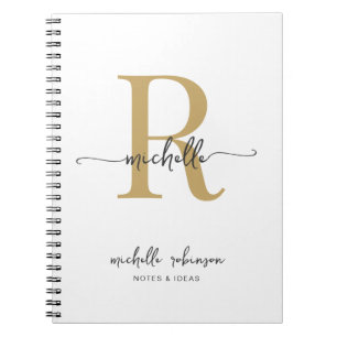 Cuaderno Elegante Chic Femenino Monograma de Nombre en Letr