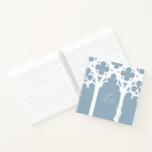 Cuaderno Elegante Chic Minimal Tipografía Arco Gótico Azul