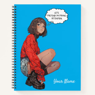 Cuaderno Elegante Chica animado en suéter rojo - digital mo
