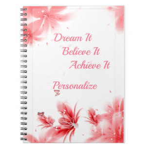 Cuaderno Elegante Cita De Inspiración Floral Rosa Personal