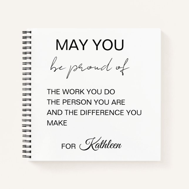 Cuaderno Elegante cita motivacional nombre personal Script (Anverso)