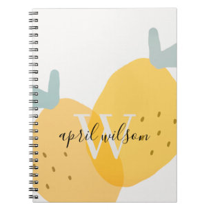 Cuaderno Elegante Cítrico de Fruto de Limón Amarillo Brilla