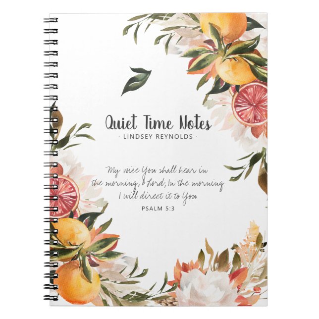 Cuaderno Elegante Citrus Monograma Botánico Tiempo De Tranq (Frente)