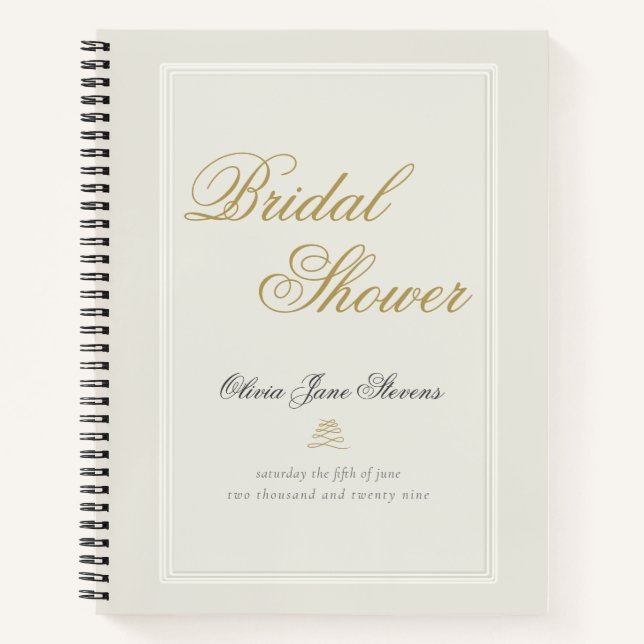 Cuaderno Elegante Classic Ecru Frame Bridal Shower Gift Lis (Anverso)