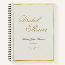 Cuaderno Elegante Classic Gold Frame Bridal Shower Gift Lis