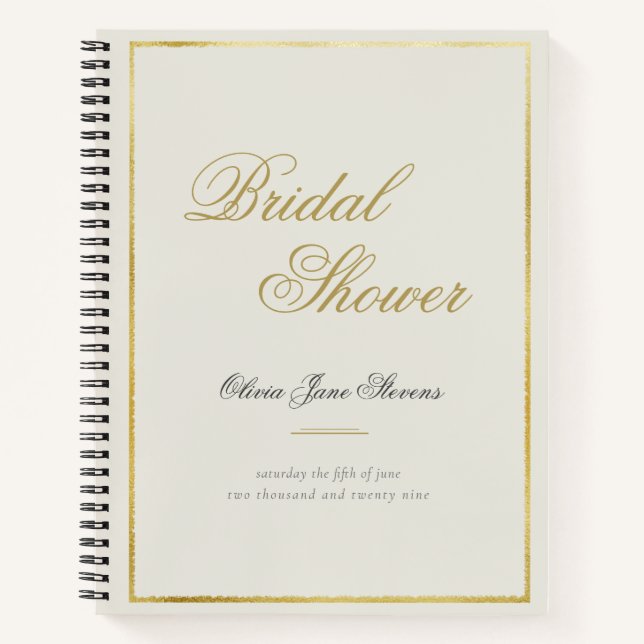 Cuaderno Elegante Classic Gold Frame Bridal Shower Gift Lis (Anverso)