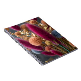 Cuaderno Elegante cola de conejo seca y floral botánica de 