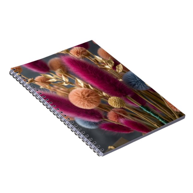 Cuaderno Elegante cola de conejo seca y floral botánica de  (Lado Derecho)