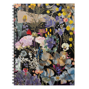 Cuaderno Elegante collage de flores silvestres multicolor